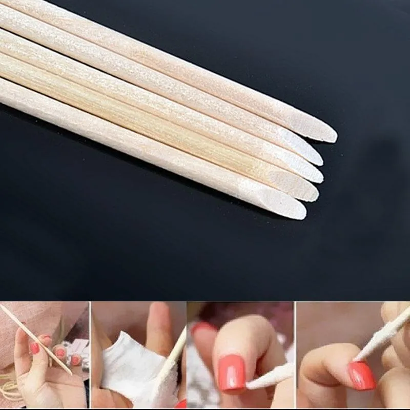 100pc/bag Nail Art Orange Wood Stick Cuticle Pusher Remover Pedicure Manicure Tool Double Ended Stick For Manicure Care Tool