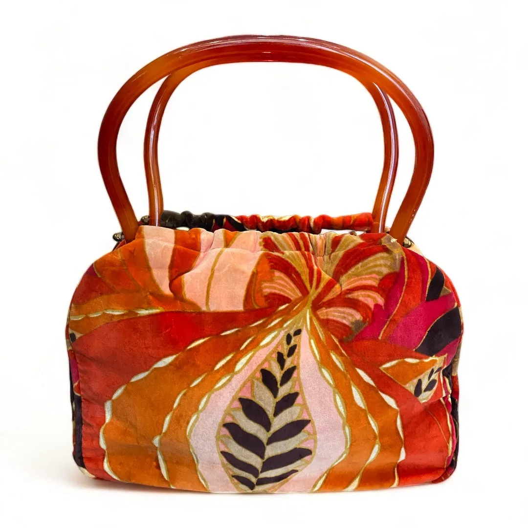 1960s Psychedelic Orange Velvet Bag