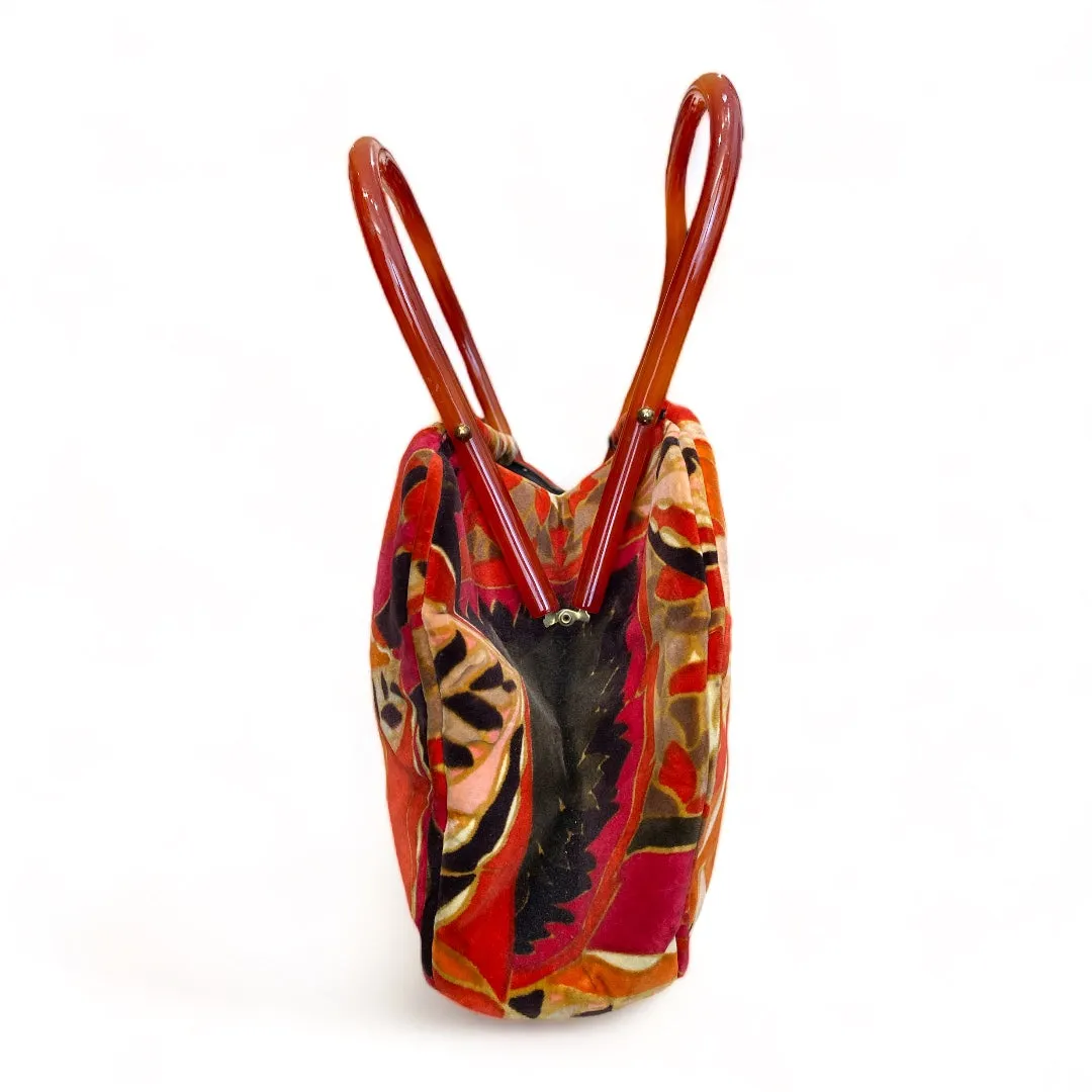 1960s Psychedelic Orange Velvet Bag