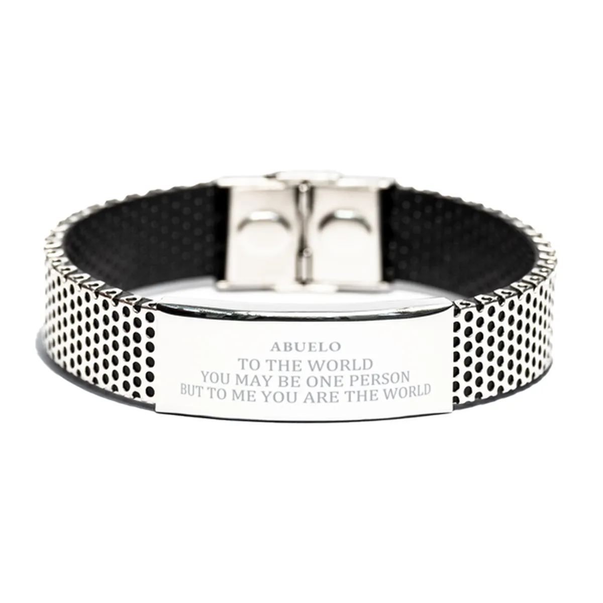 Abuelo Gift. Birthday Meaningful Gifts for Abuelo, To me You are the World. Standout Appreciation Gifts, Stainless Steel Bracelet for Abuelo