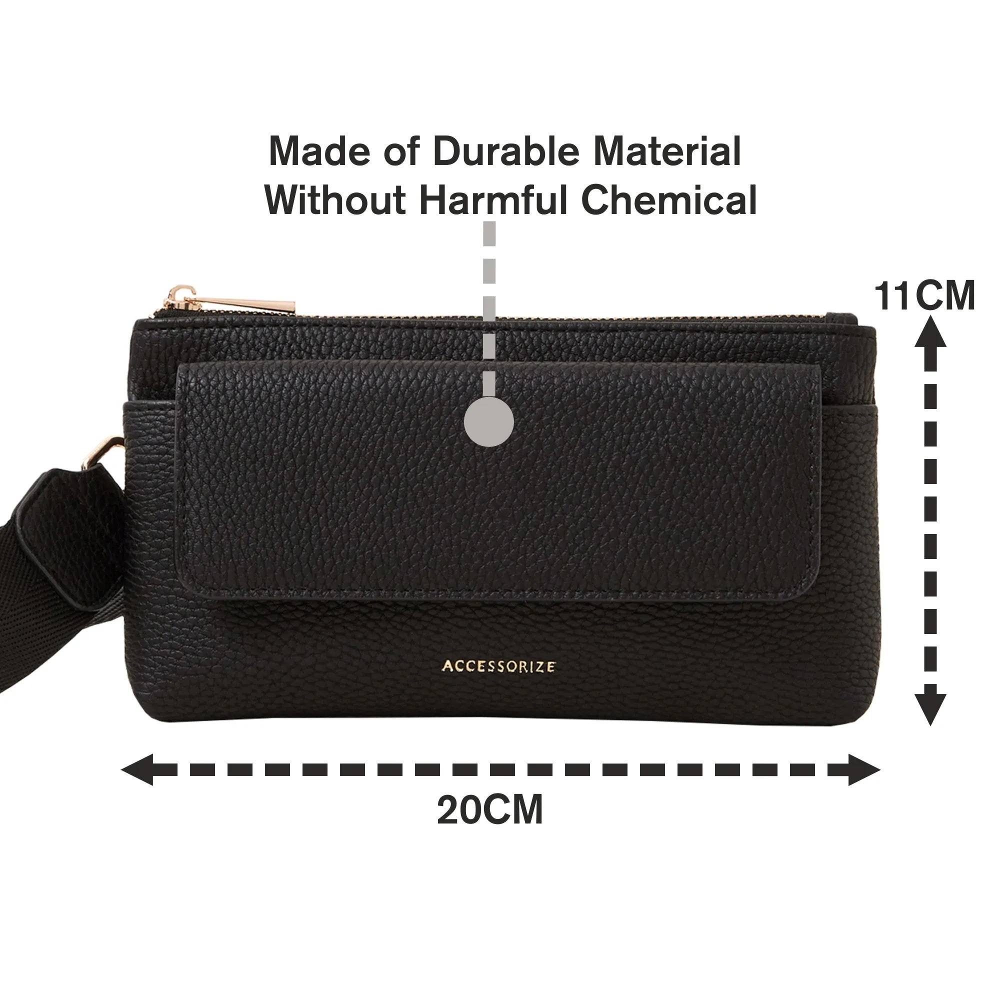 Accessorize London Women's Black Front Flap Phone Bag