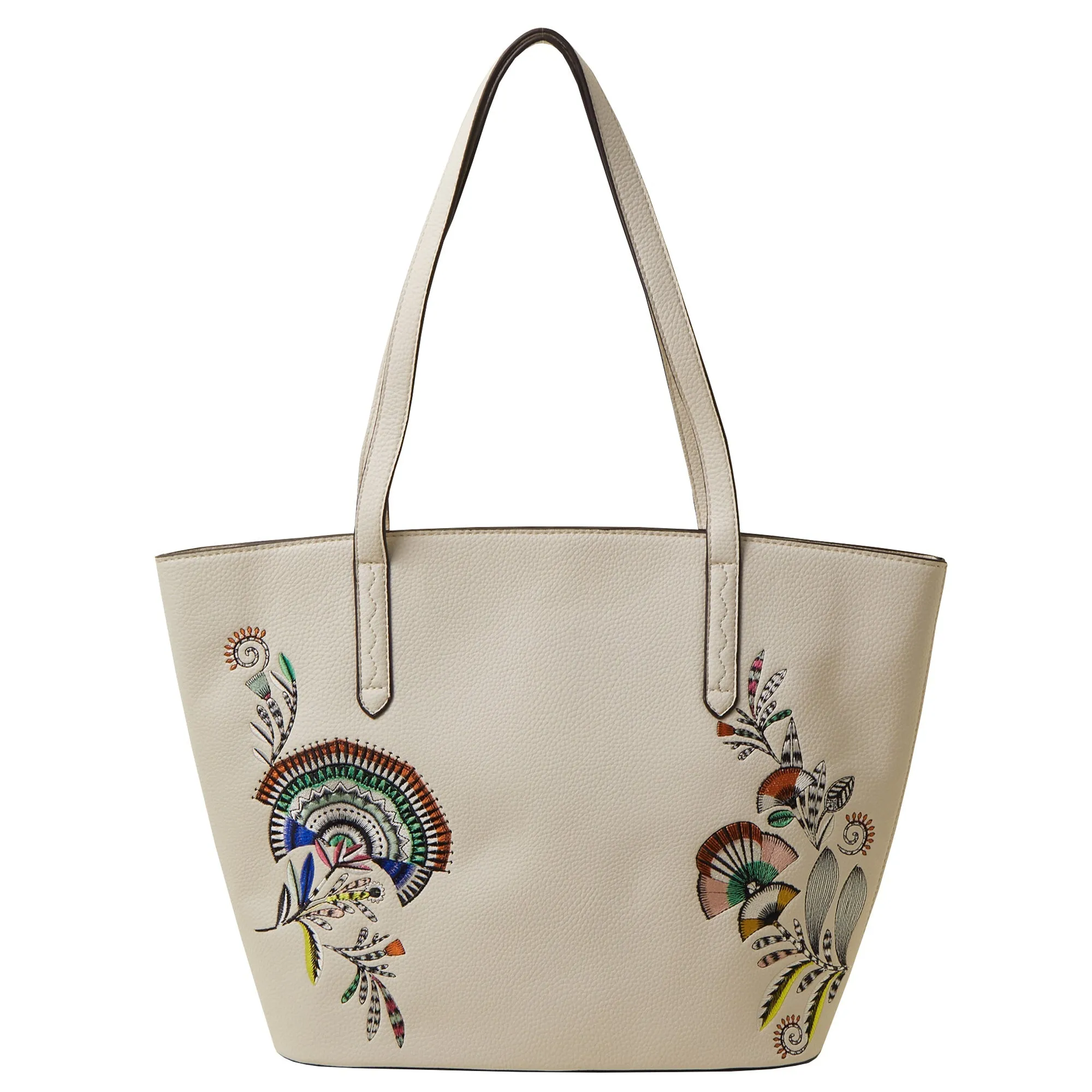 Accessorize London Women's Cream Embroidered Floral Tote