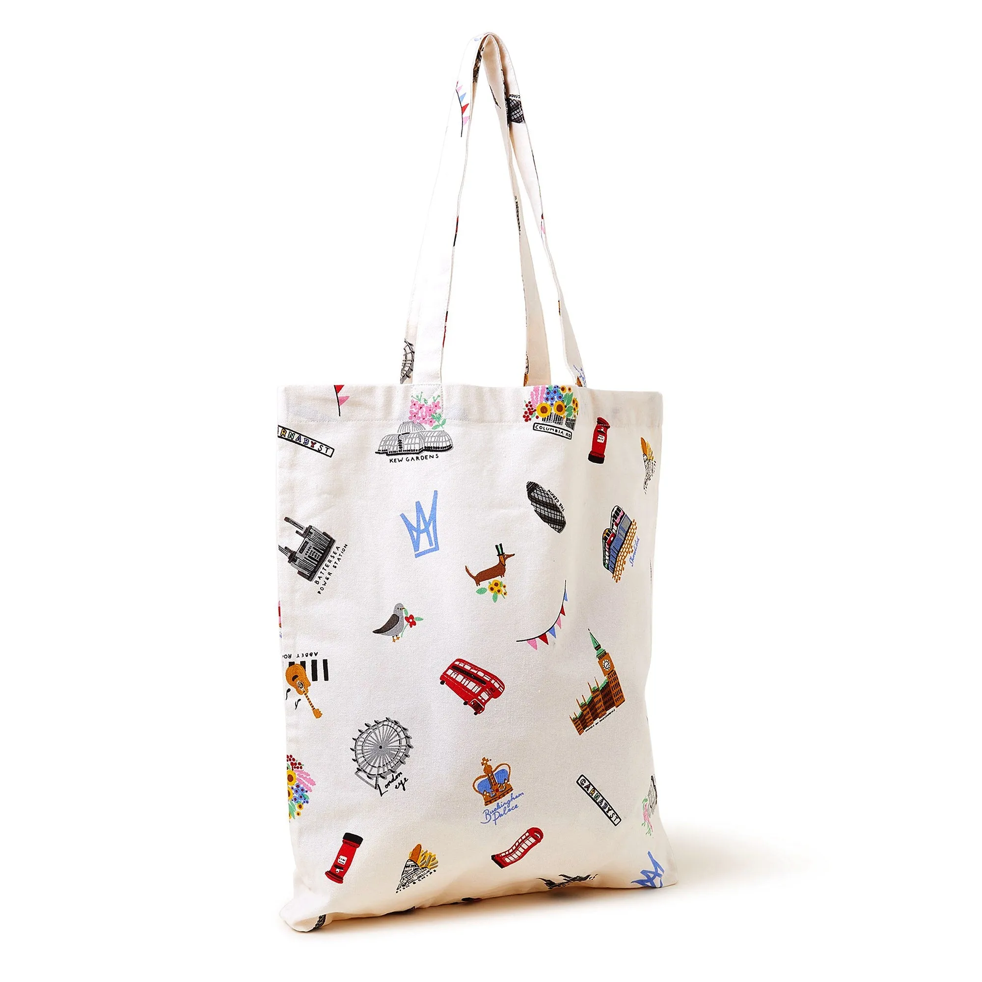 Accessorize London Women's Fabric White London Printed Shopper Bag