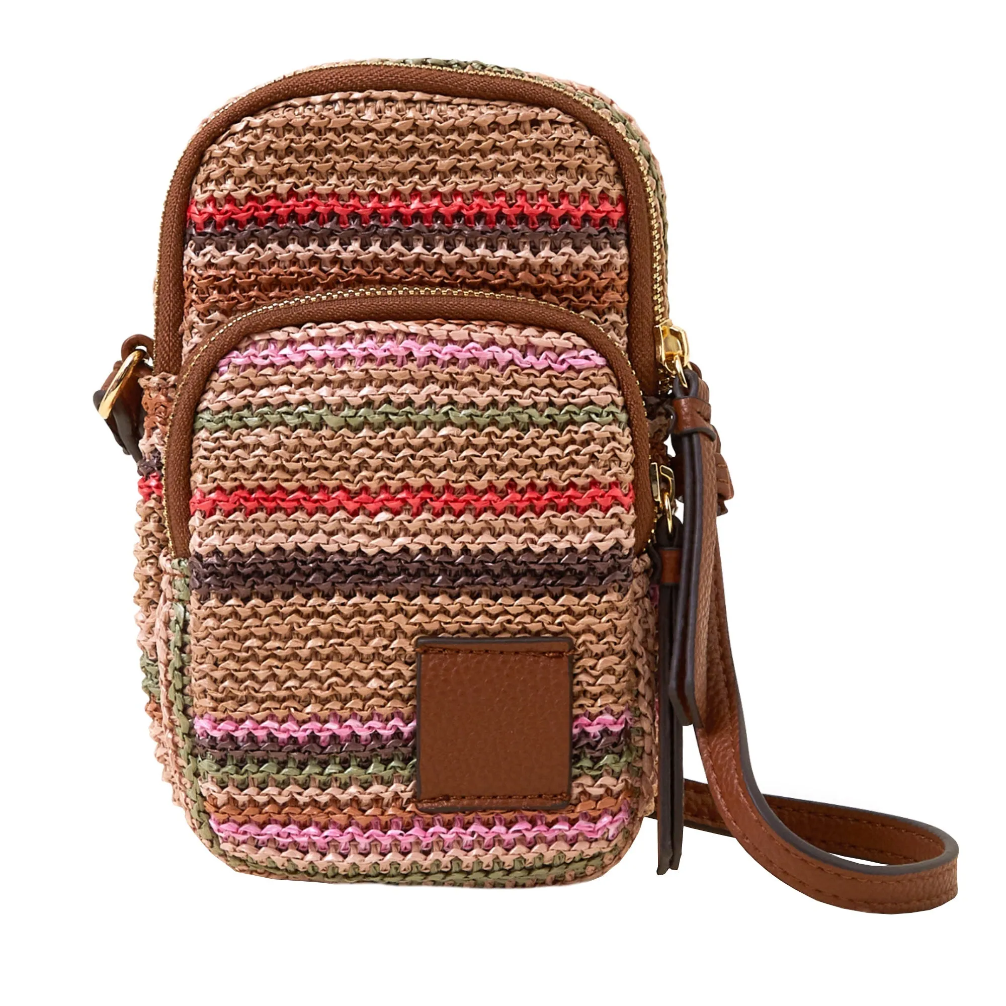 Accessorize London Women's Multi Stripe Raffia Phone Bag