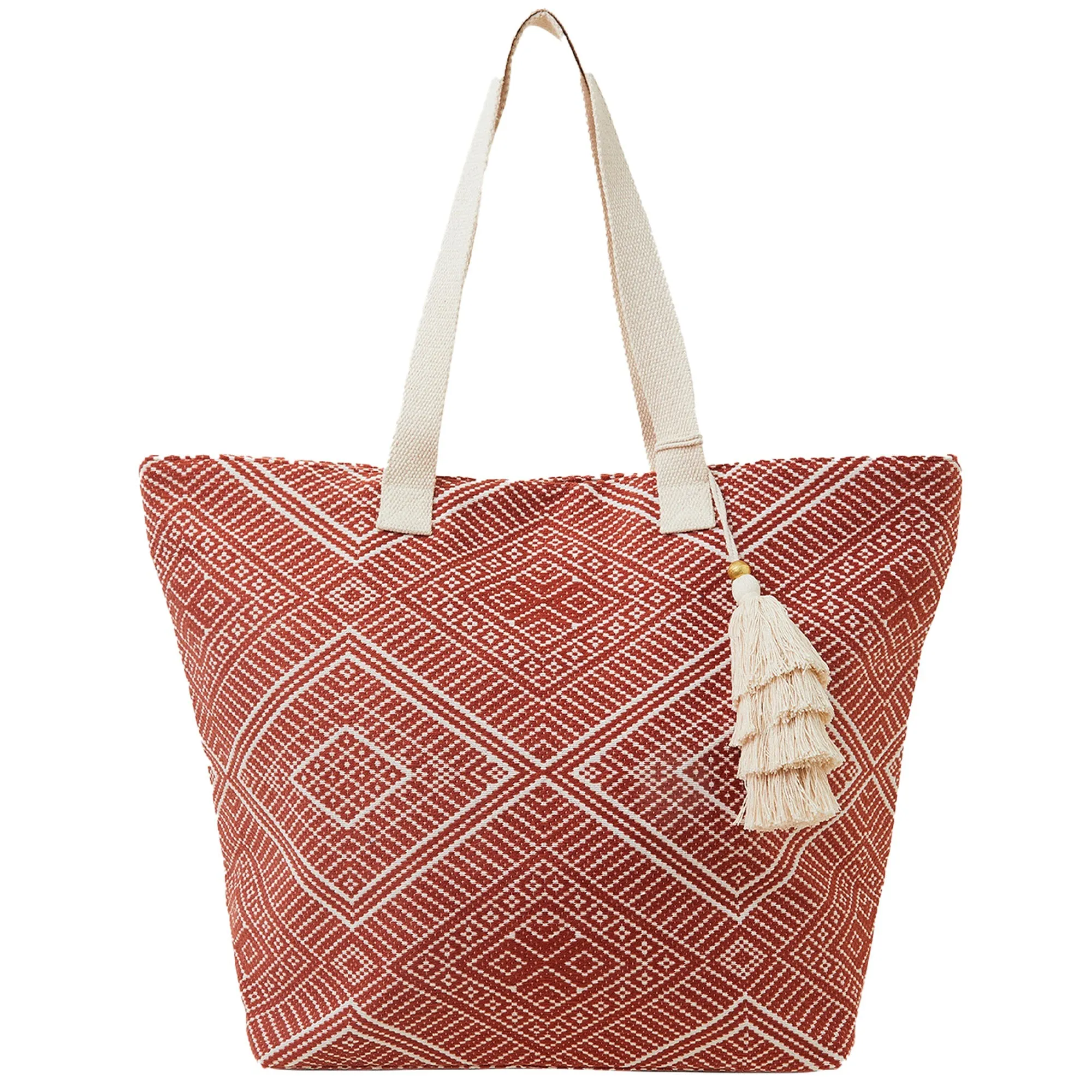 Accessorize London Women's Red Jacquard Tote Bag