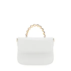 ALLAIAH HANDLE BAG - WHITE PATENT CROC