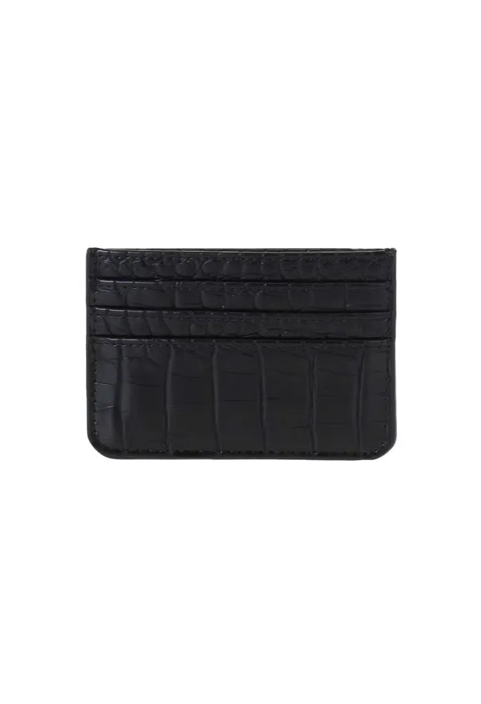 Aria Card Holder-Black Croc