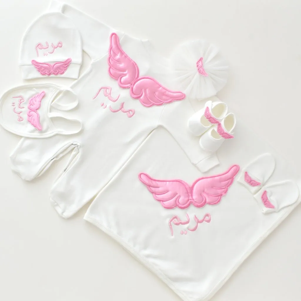 Baby Angel Embroidered Set