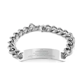 Badass Concierge Gifts, I'm Concierge not a magician, Sarcastic Cuban Chain Stainless Steel Bracelet for Concierge Birthday Christmas for  Men, Women, Friends, Coworkers