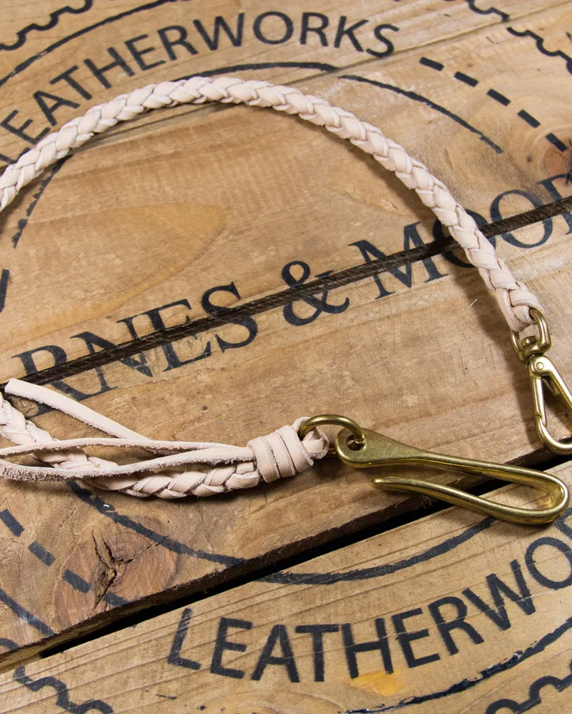 Barnes and Moore Heavy Duty Hand Braided Wallet Tether - Natural / Brass