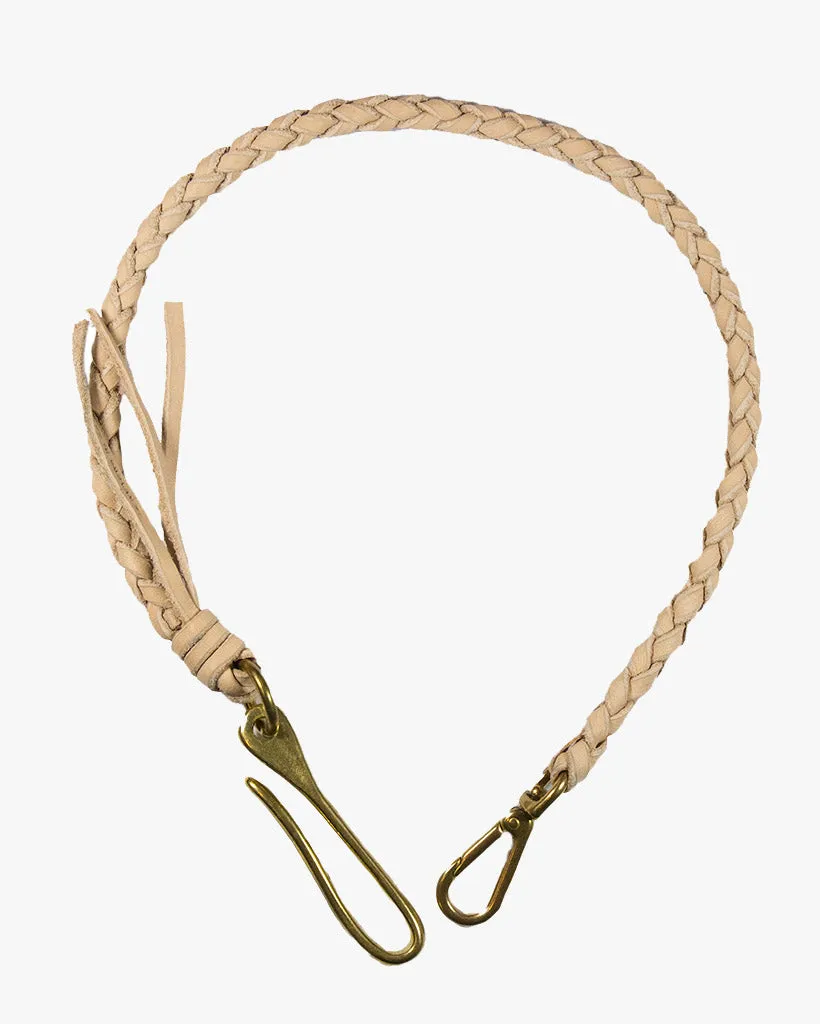 Barnes and Moore Heavy Duty Hand Braided Wallet Tether - Natural / Brass