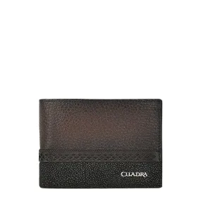 BC012MA - Cuadra black fashion stingray and deer leather bi fold wallet for men