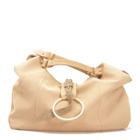 Borsa Donna Hobo Large BORBONESE in Camoscio Colore Beige e Op Naturale