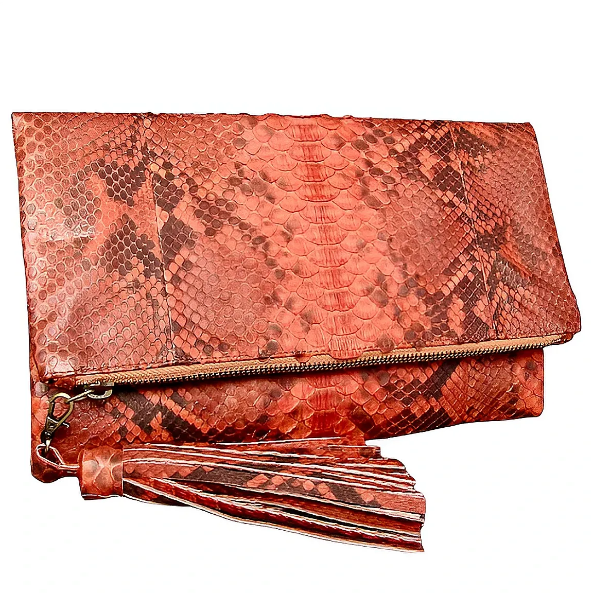 Burnt Orange Tassel Clutch Bag