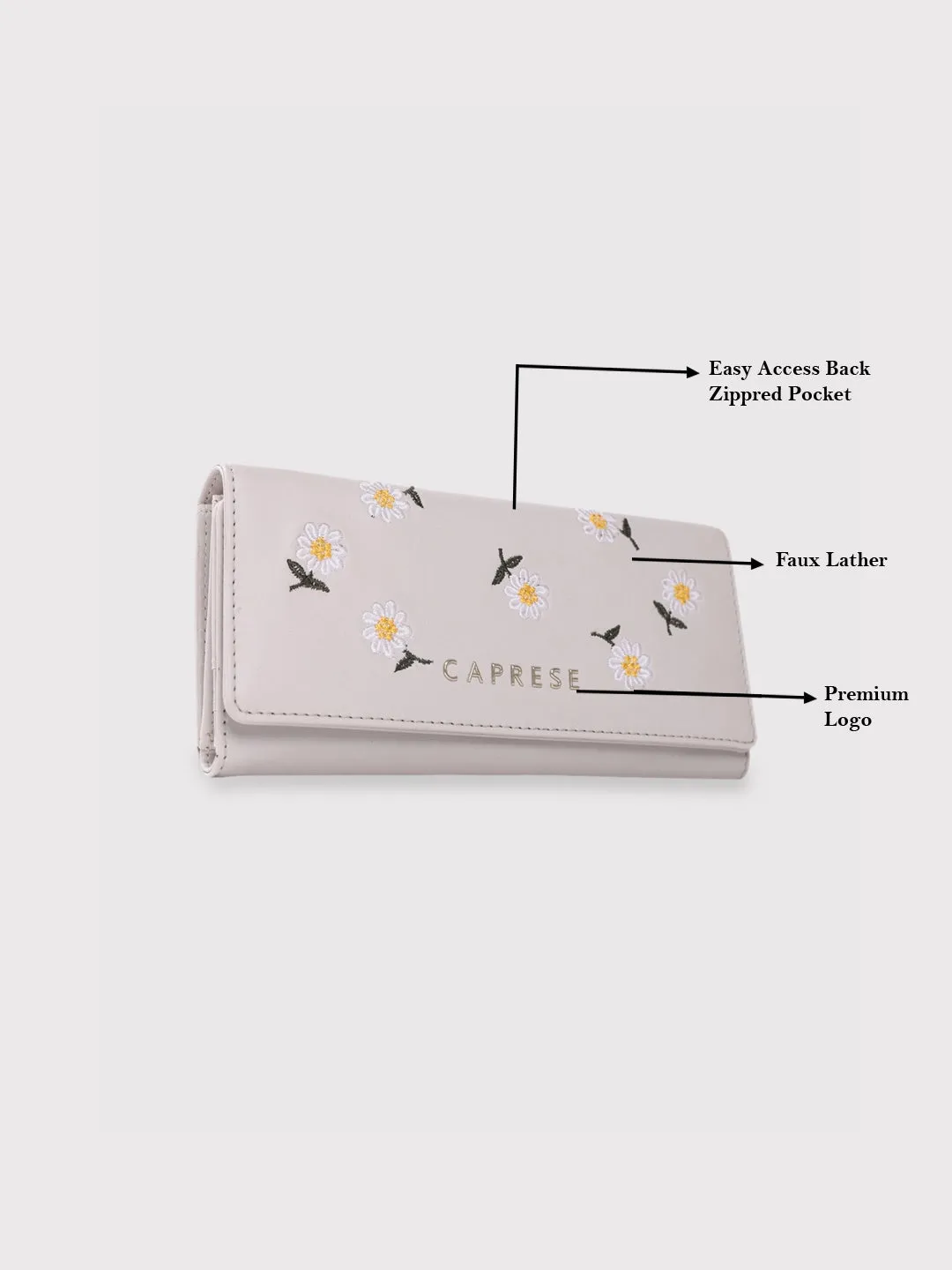 Caprese Kyle Falpover Wallet Medium Light Grey