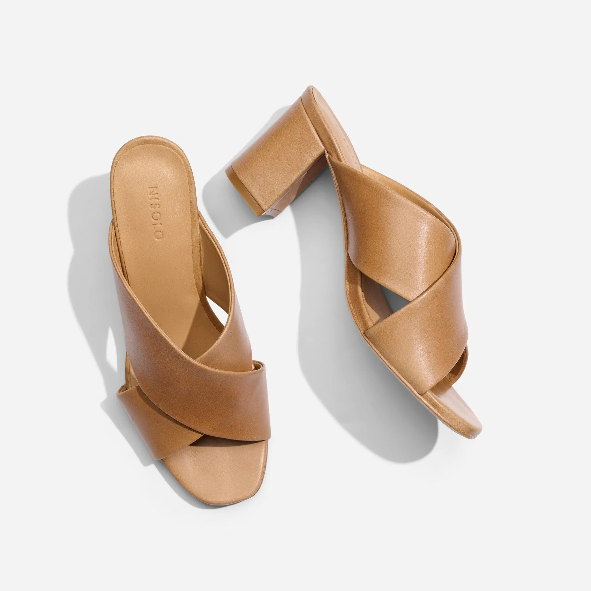 Carina Cross Strap Mule Almond