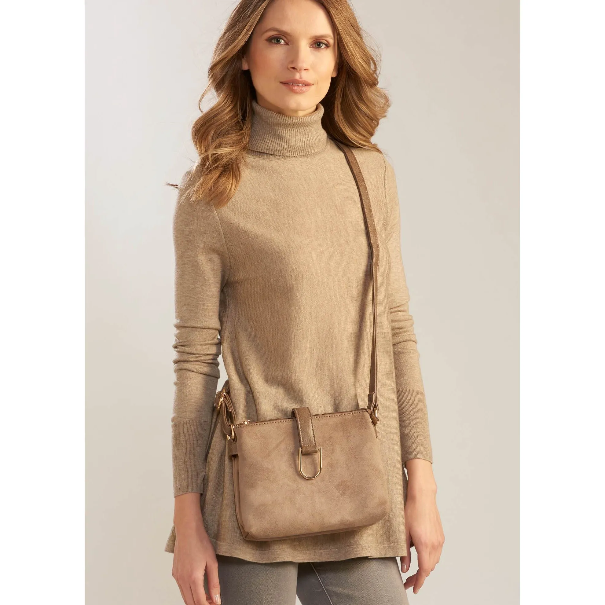 Charlie Paige Evelyn Ultrasuede Crossbody - Taupe