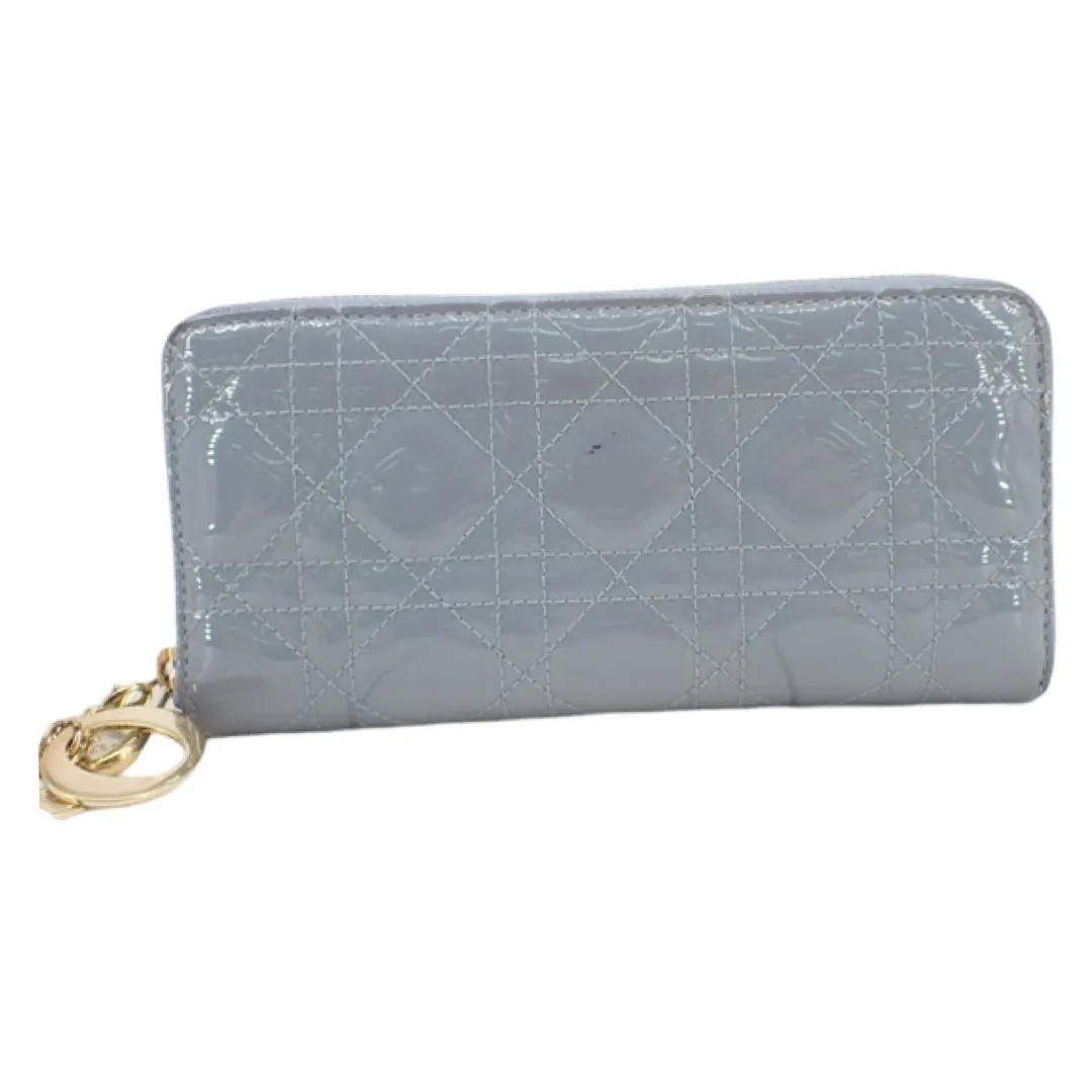 Christian Dior Lady Cannage Long Wallet in Patent Leather with D.I.O.R. Charm