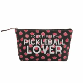 Clutch Bag: Black Floral - Silver Glitter Certified Pickleball Lover