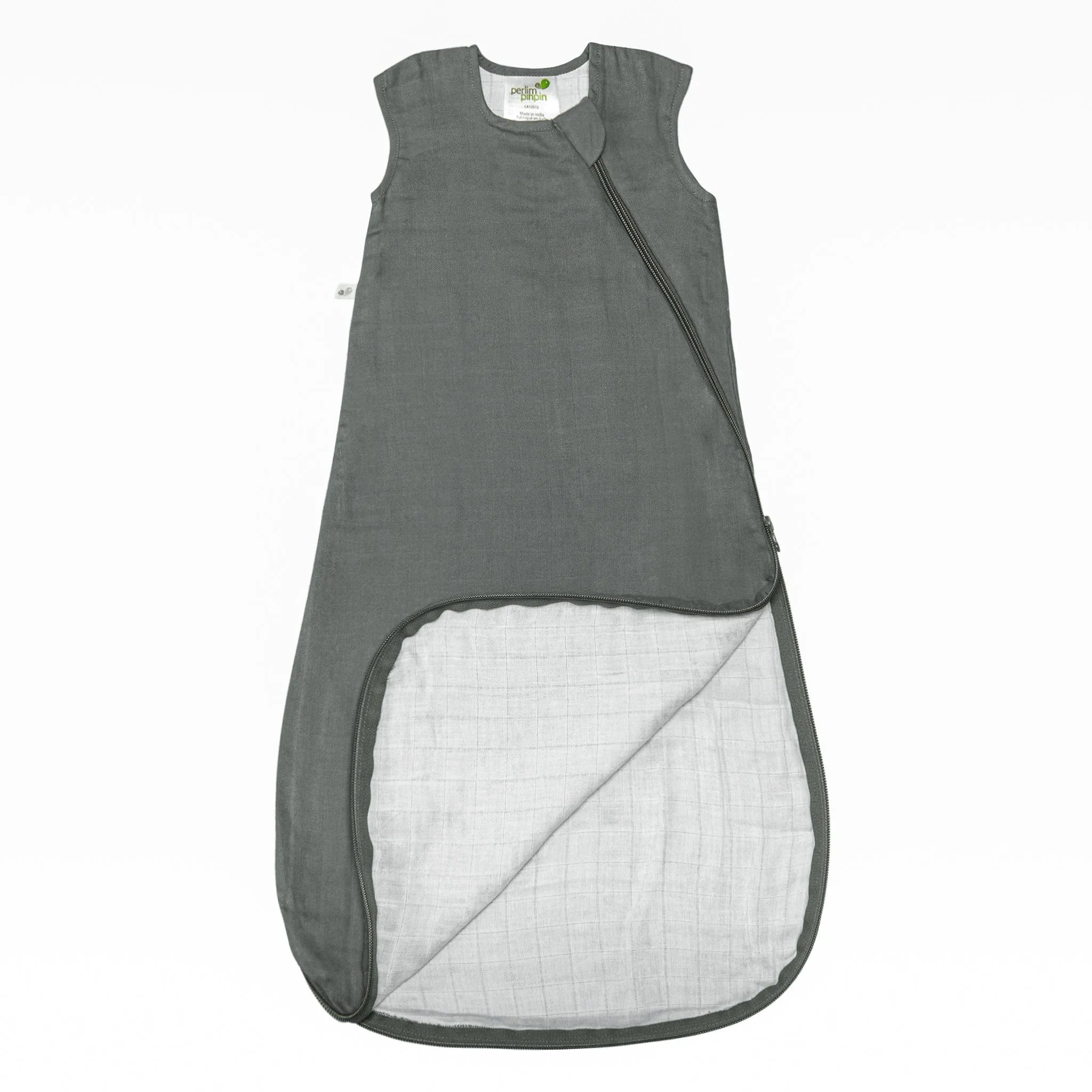 Cotton muslin sleep sack - Charcoal (0.7 tog)