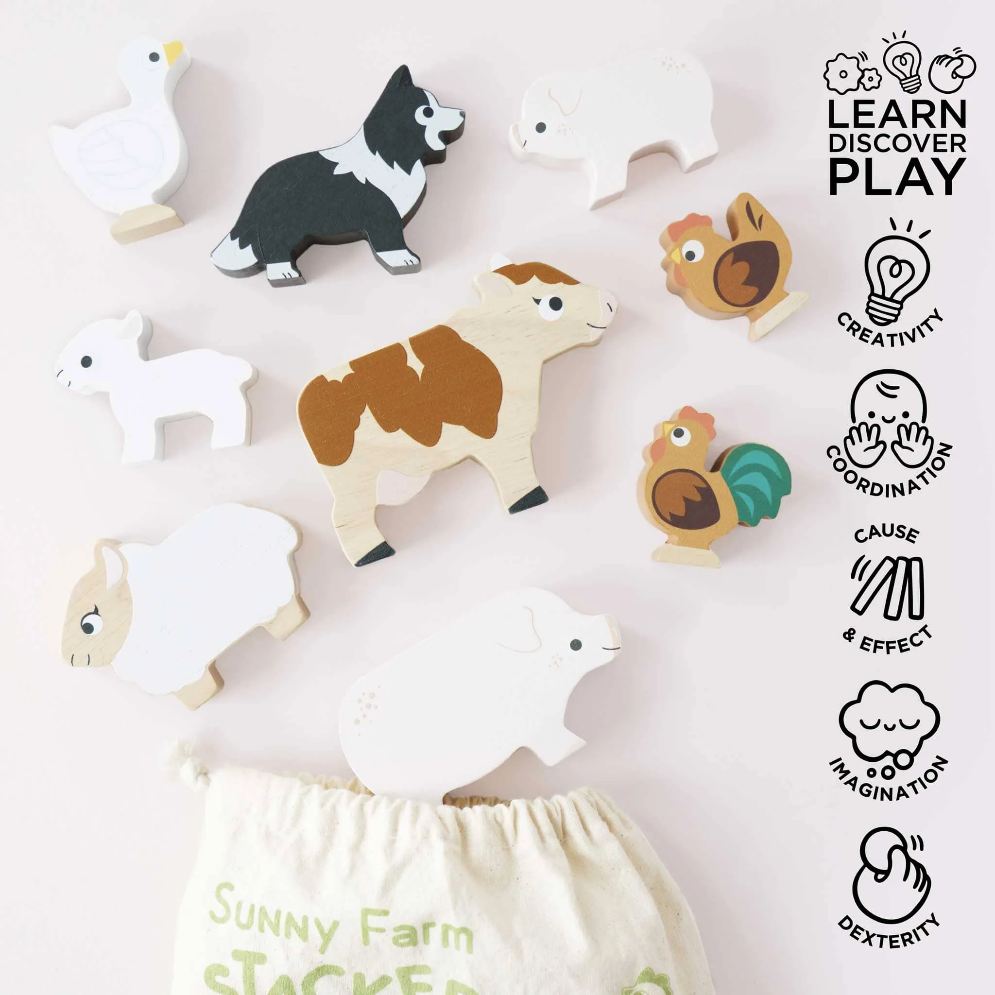 Farmyard Stacking Animals & Bag