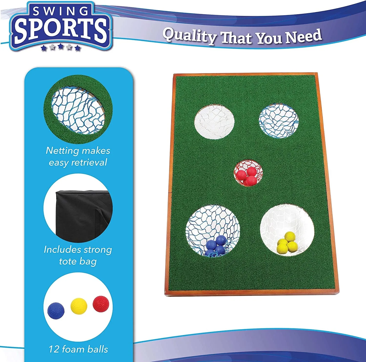 Golf Cornhole Set, 5 Holes - Outdoor Practice Golfing Corn Hole Kit, Backyard Outdoors Chipping Golf Game