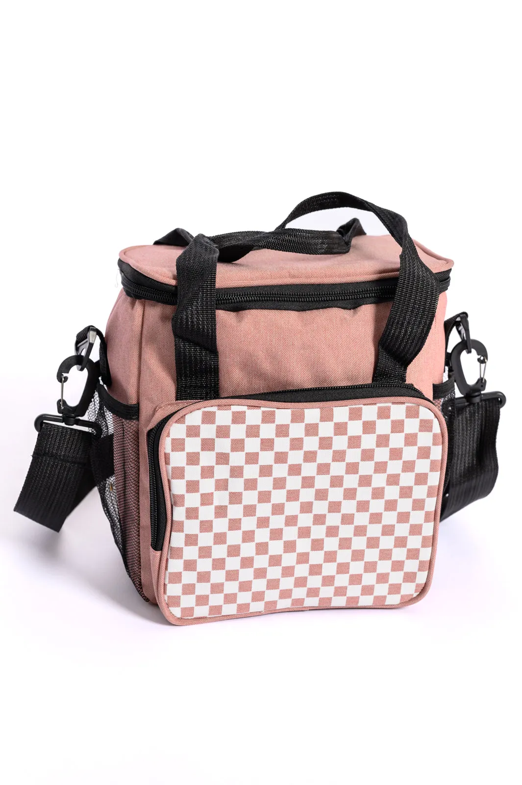 Insulated Checked Tote in Pink - 4/17