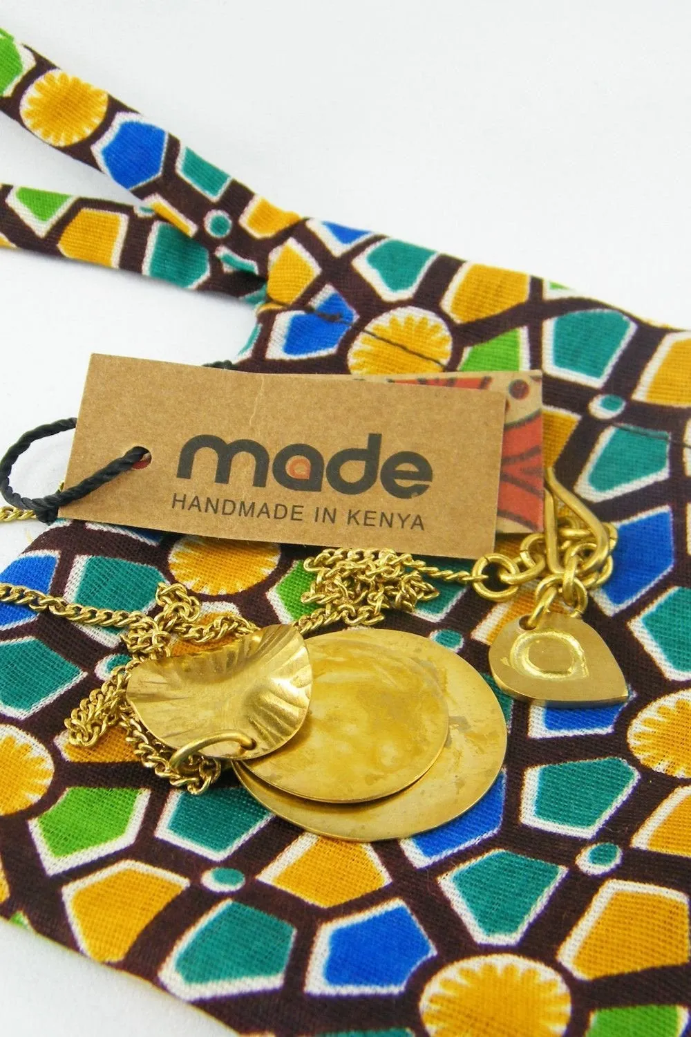 MADE Handmade Sustainable Kenyan Multi-Disc Brass Necklace (S)