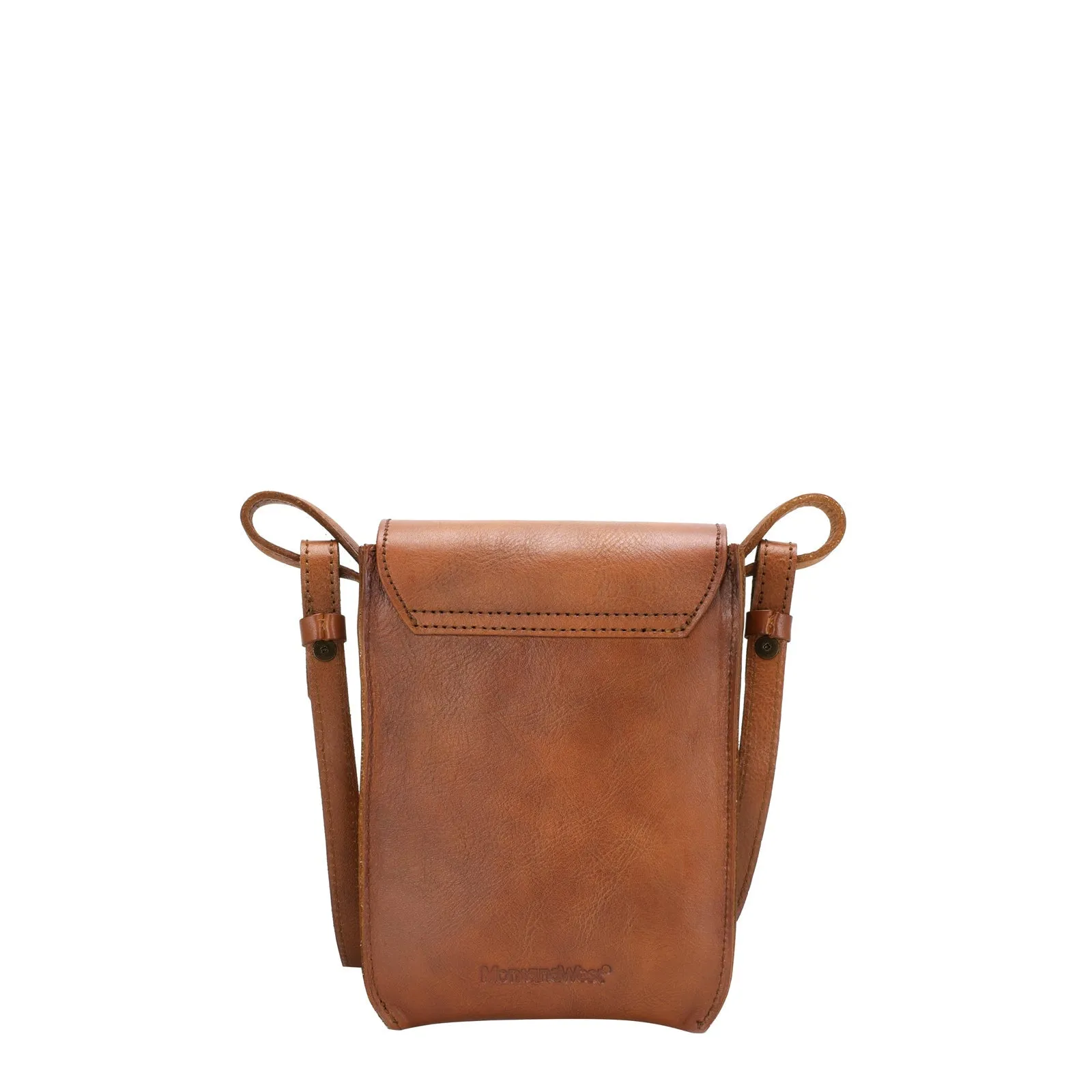 Montana West Genuine Leather Whipstitch Crossbody Phone Bag