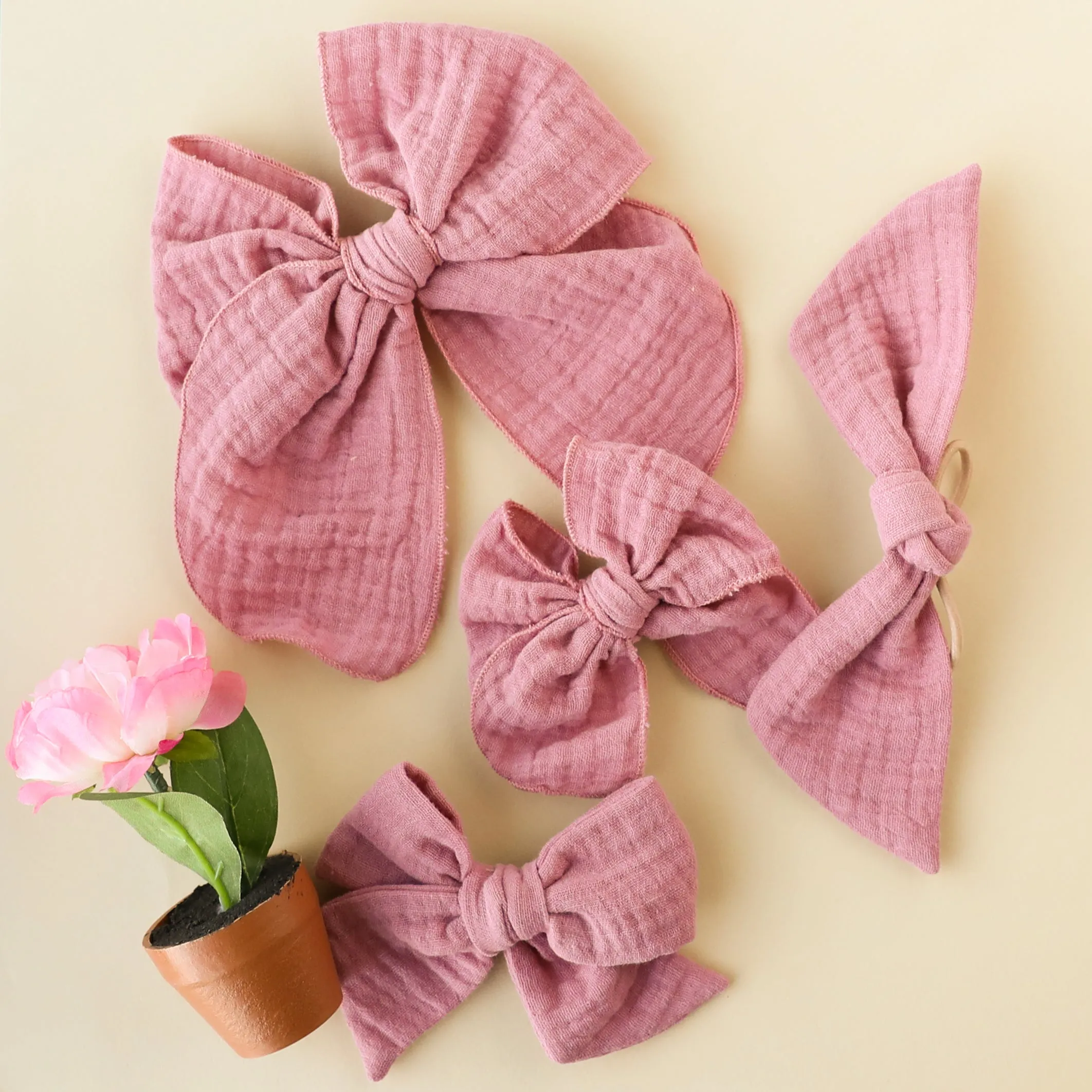 Mulberry | Gauze Oversized Hand-tied Bow