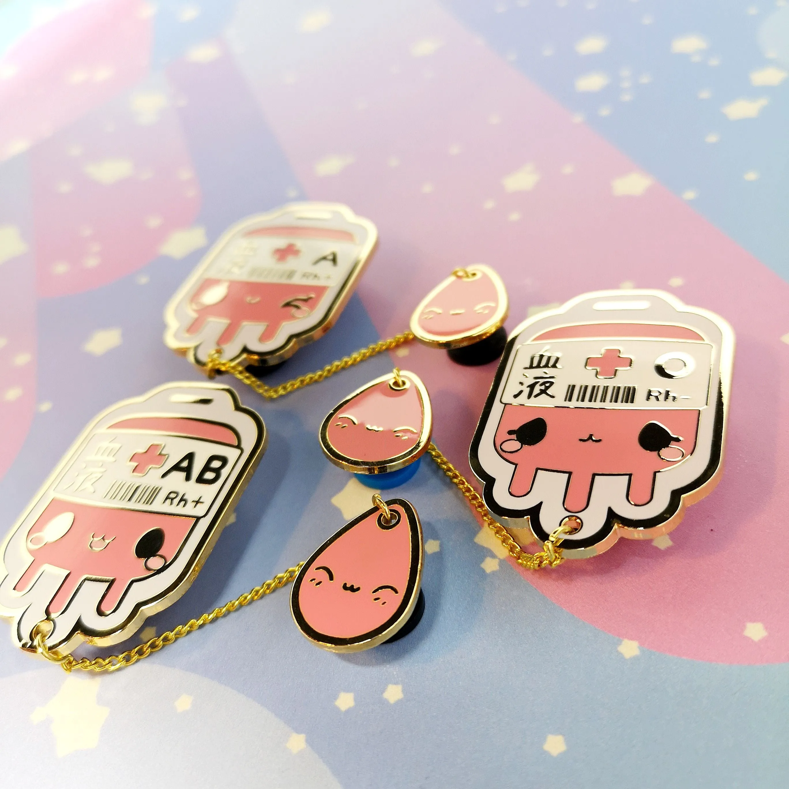 O  Positive Blood Bag -- Hard Enamel Collar Pin -- Kawaii Medical Pins Series