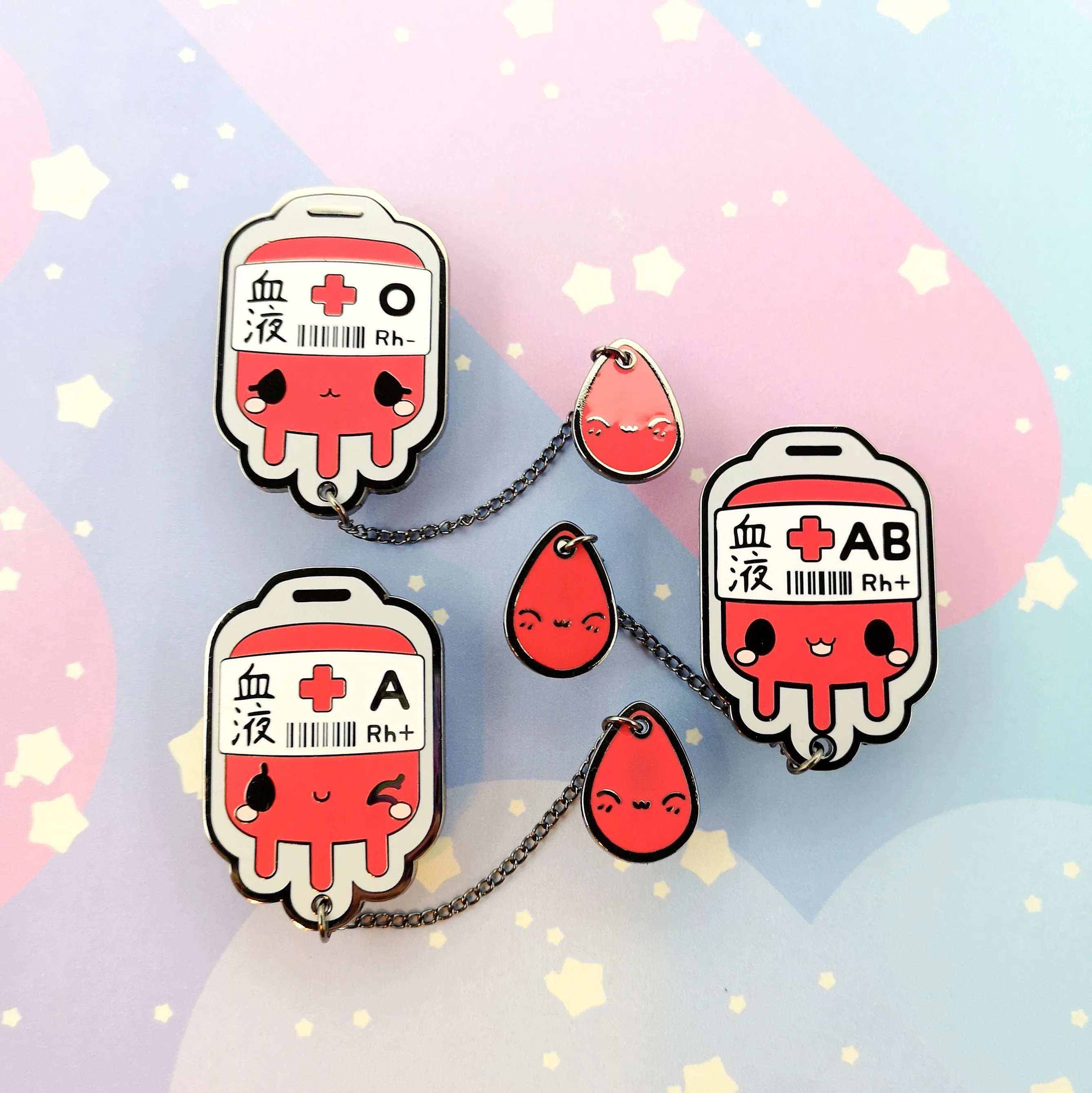 O  Positive Blood Bag -- Hard Enamel Collar Pin -- Kawaii Medical Pins Series