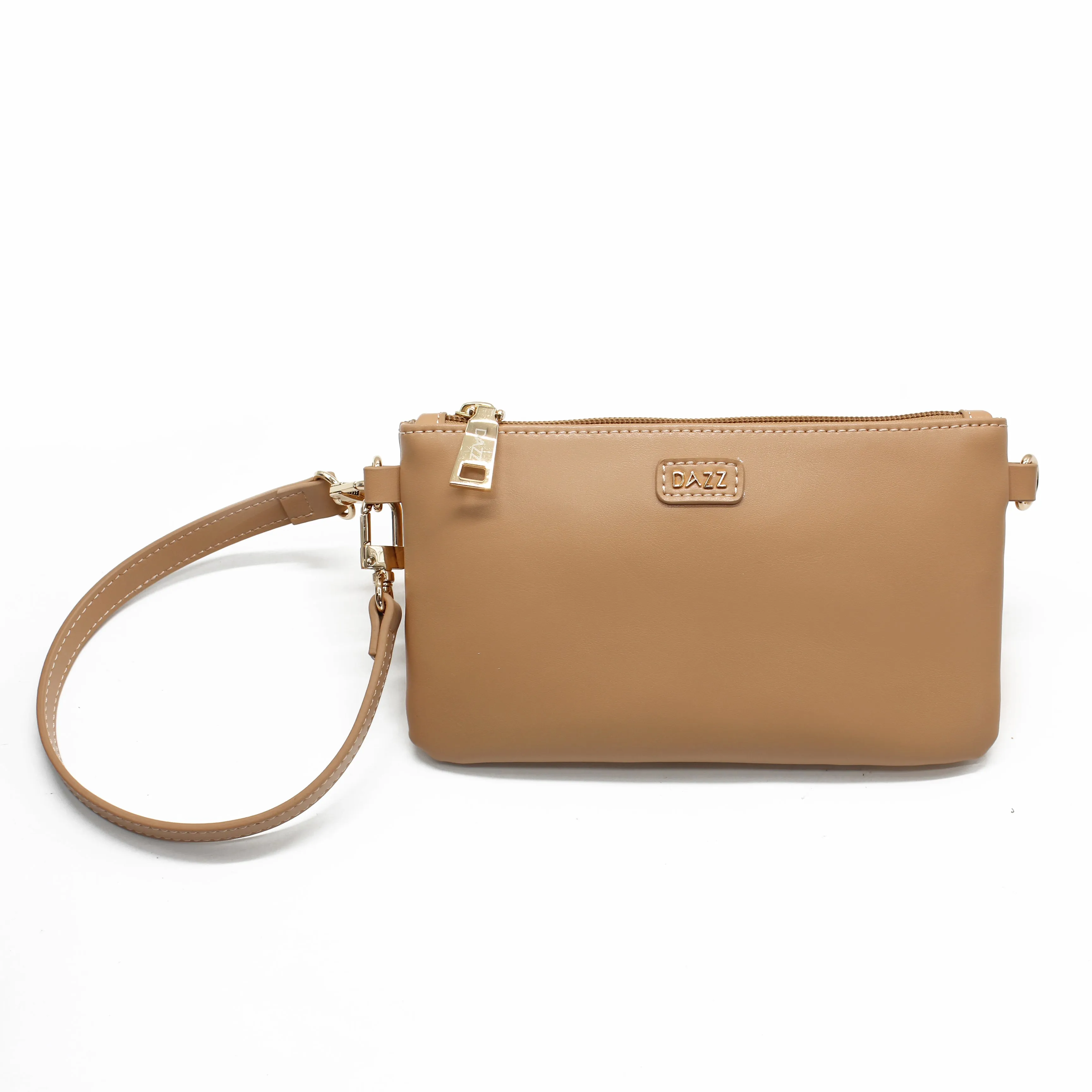 On the Go Leather Clutch Wristlet - Salmon Nude