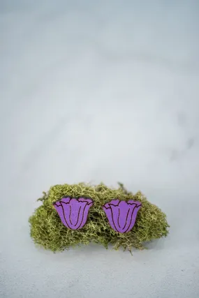 Purple Tulip Wood Studs