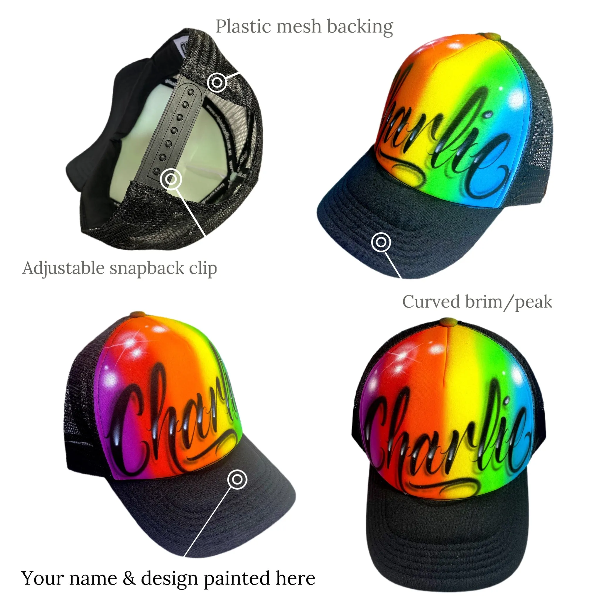 Rainbow Script Style Backpack and Cap Combo (7)