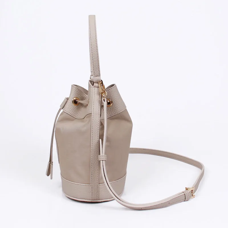 rio shoulder light beige bucket bag