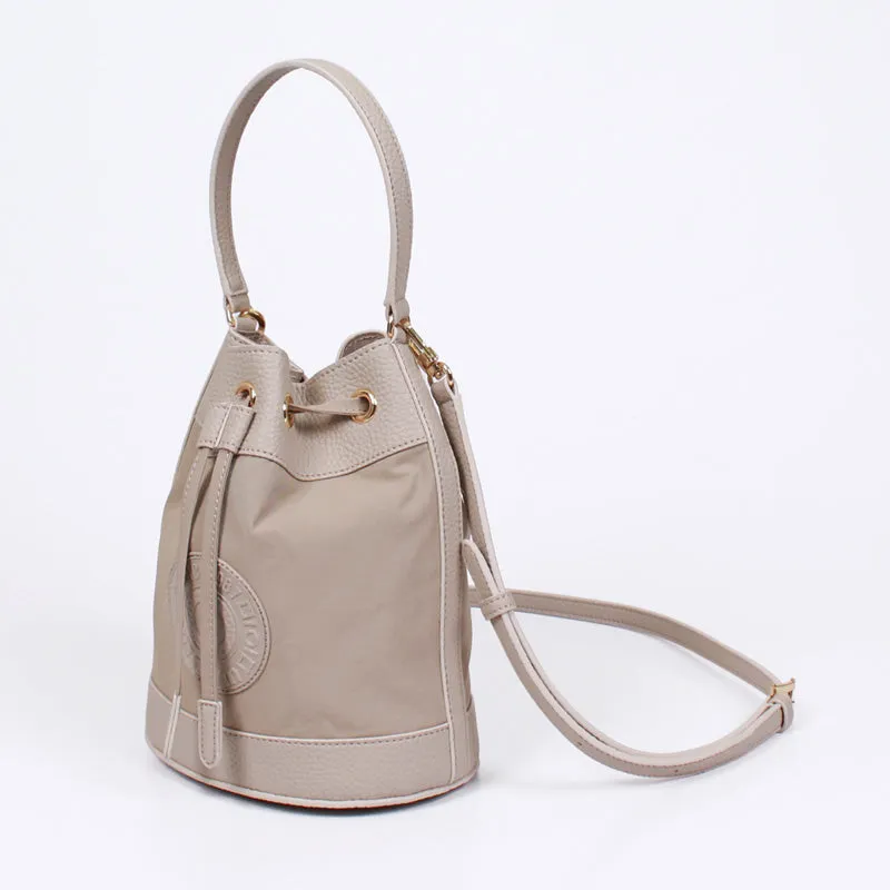 rio shoulder light beige bucket bag