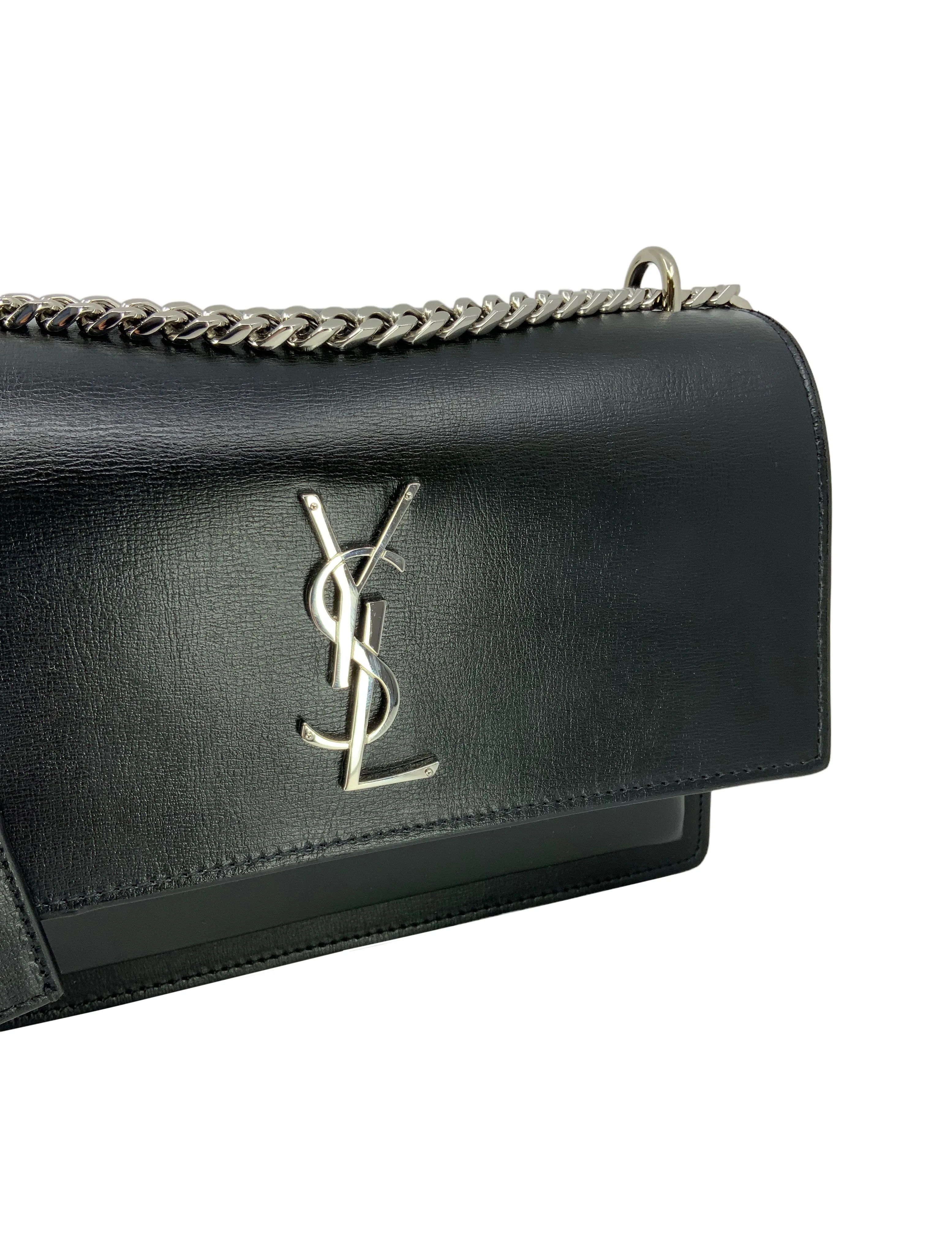 SAINT LAURENT Calfskin Medium Monogram Sunset Bag