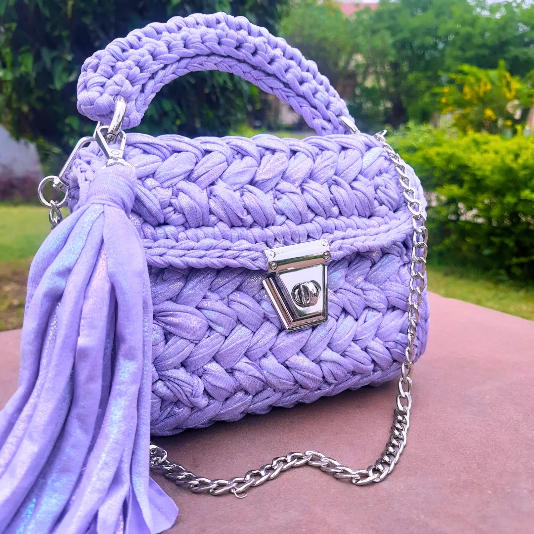 Shiroli Handmade Designer Metallic Lilac Bag