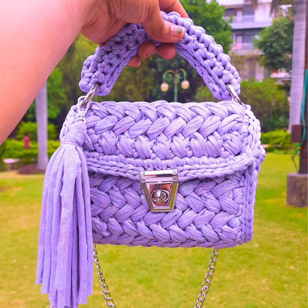 Shiroli Handmade Designer Metallic Lilac Bag