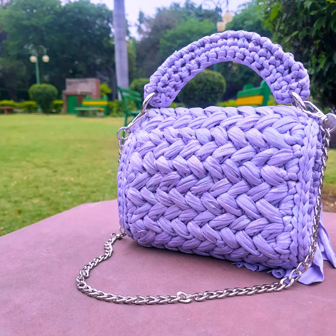 Shiroli Handmade Designer Metallic Lilac Bag