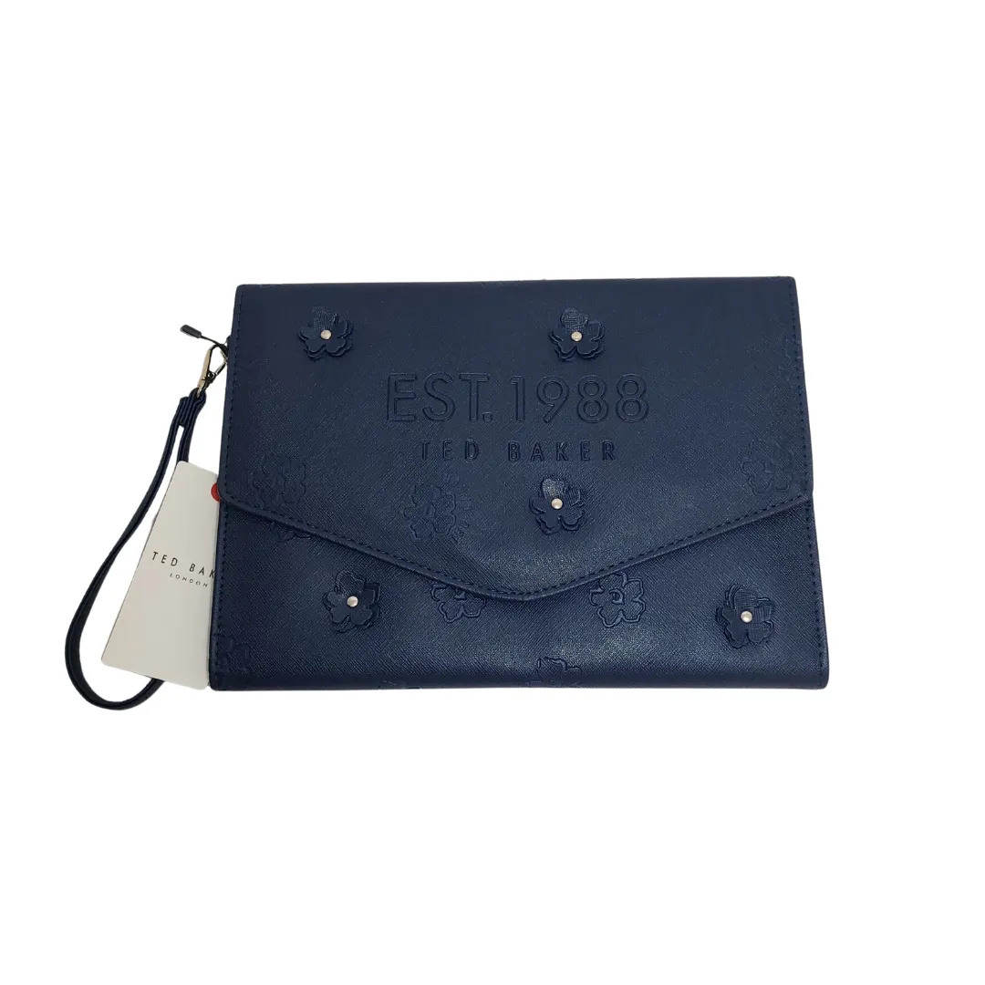 Ted Baker Navy Felcon Applique Floral Clutch | Brand New |