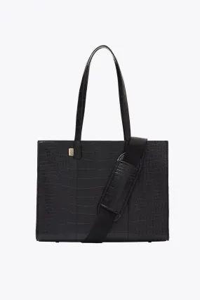 The Work Tote in Black Croc