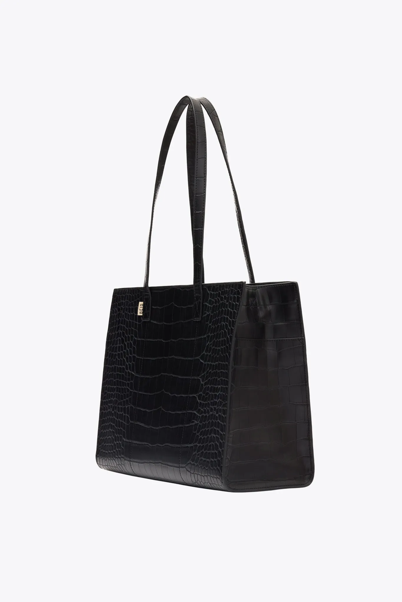 The Work Tote in Black Croc