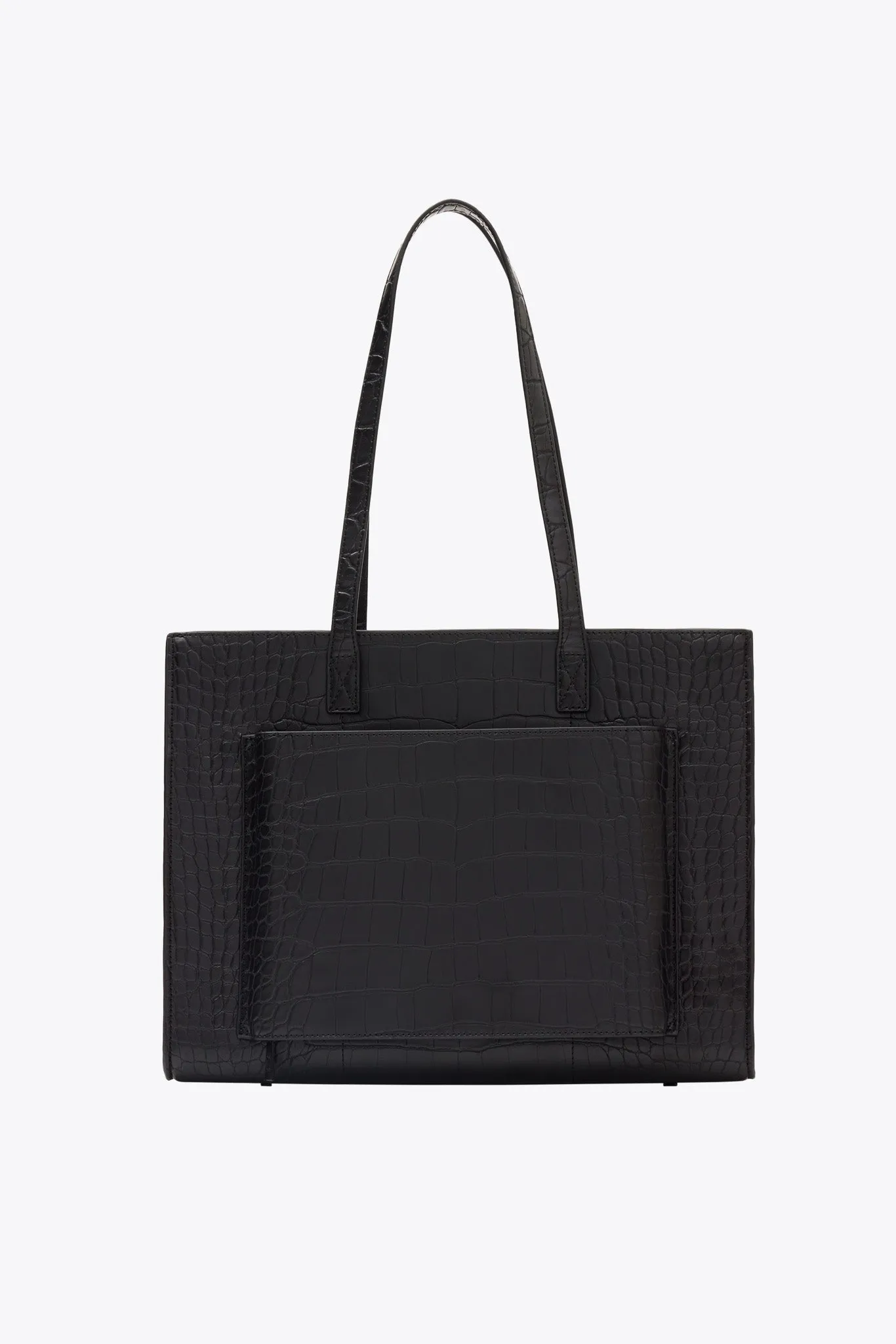 The Work Tote in Black Croc