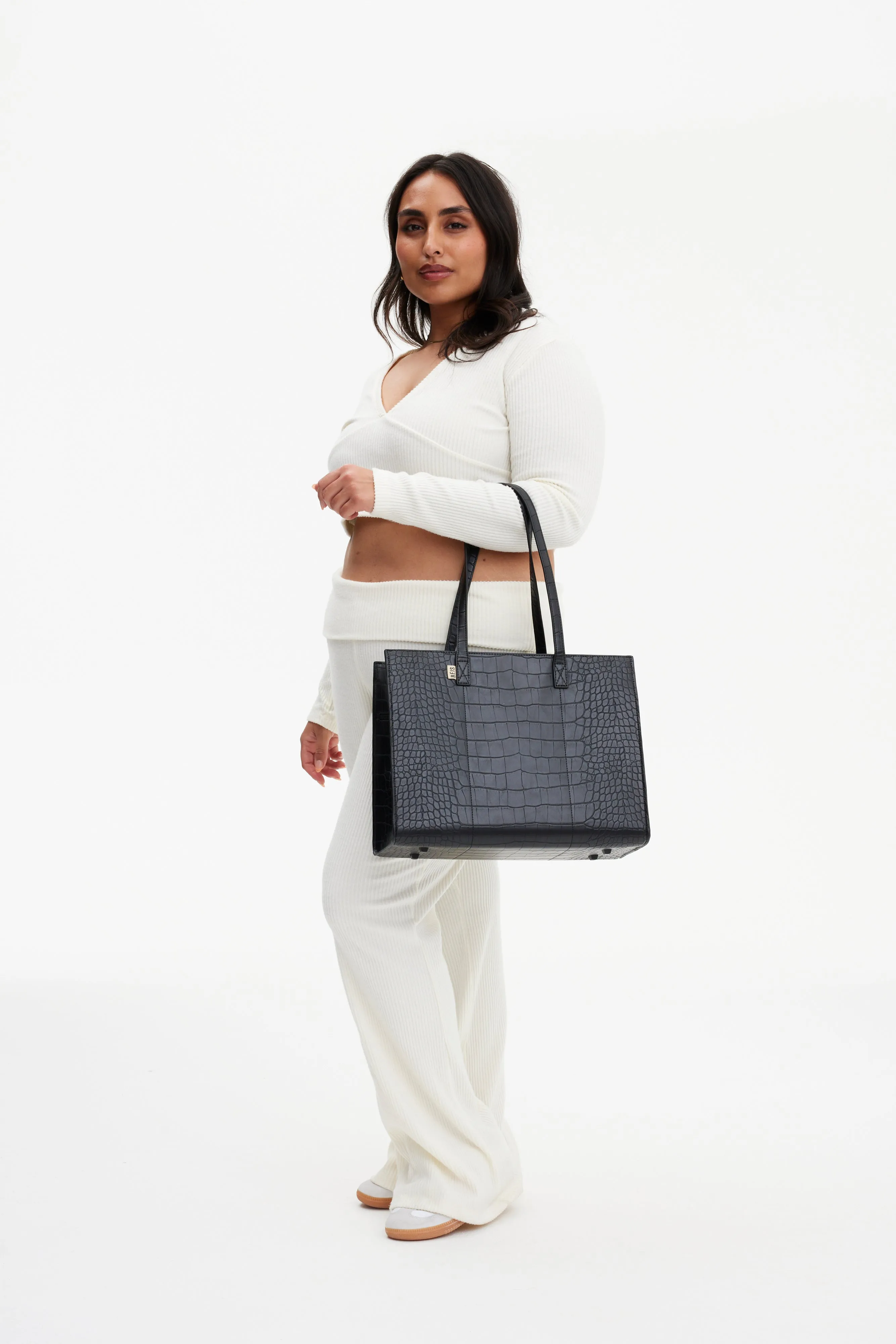 The Work Tote in Black Croc