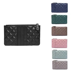 Women's genuine lambskin leather card holder/wallet with zip Vyar design