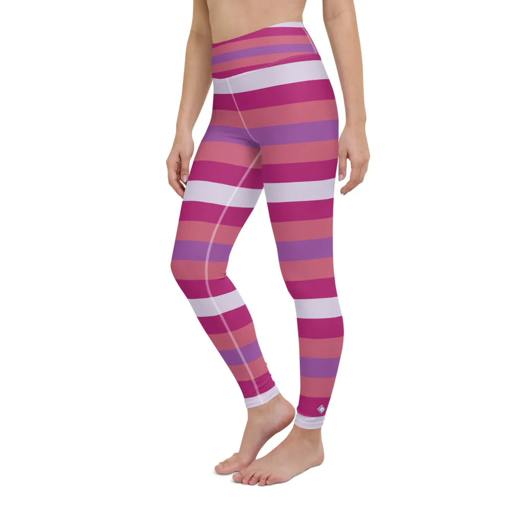 Women's High Waist Striped Mulberry Leggings Tights