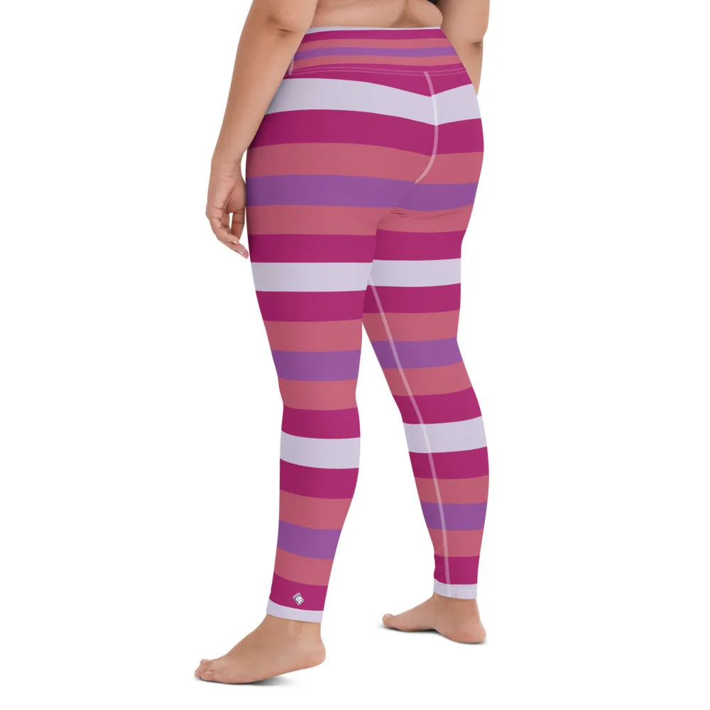 Women's High Waist Striped Mulberry Leggings Tights