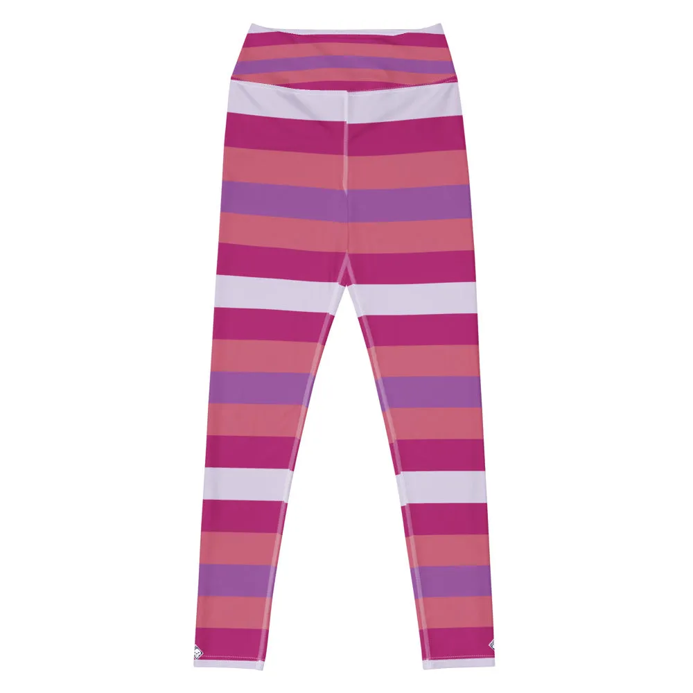 Women's High Waist Striped Mulberry Leggings Tights